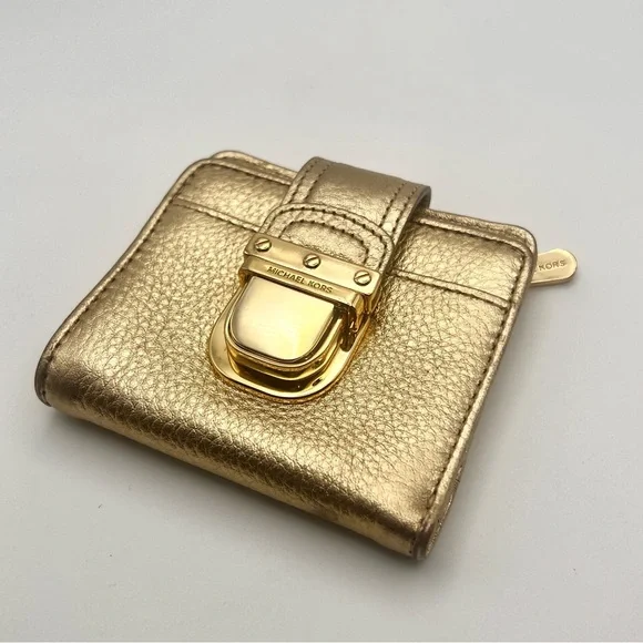 Michael Kors Metallic Gold Leather Wallet - Picture 10 of 10